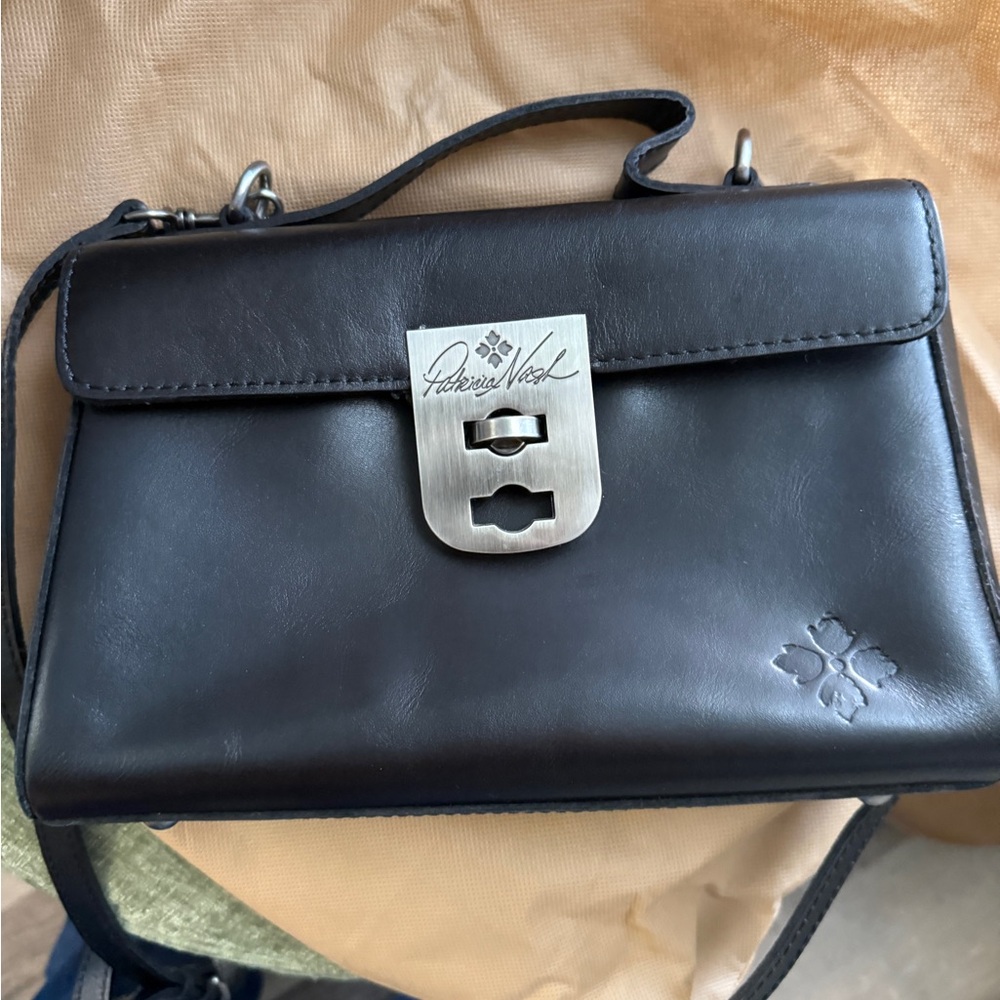 Patricia Nash Black Leather Heritage Bag